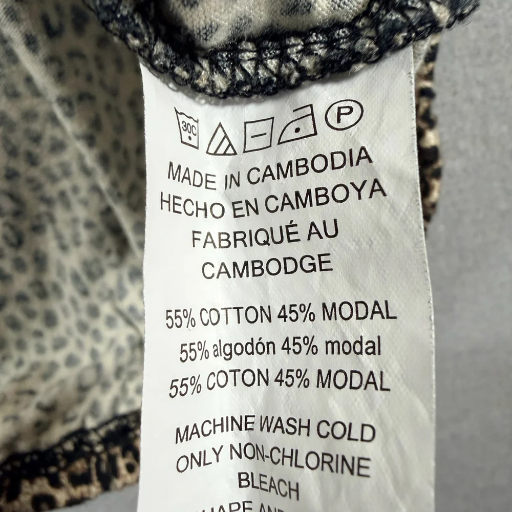 Michael Kors Leopard Print Off Shoulder Blouse Women’s Size L 3/4 Sleeve